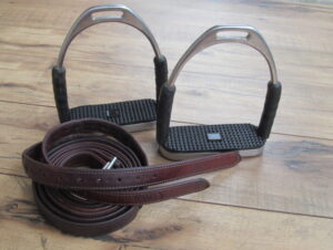 58" CWD Calfskin Stirrup Leathers with Jointed Irons