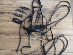 B2F Horse Double Bridle with Reins (2 Bits Included)